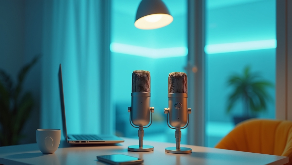 Ocean blue podcast studio